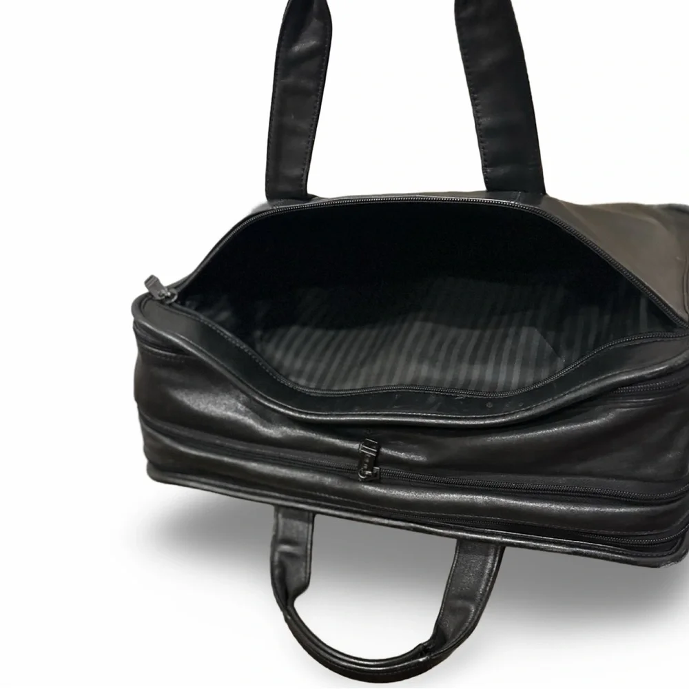 1980’s TUMI XL black nappa leather briefcase - accordion style - RARE
